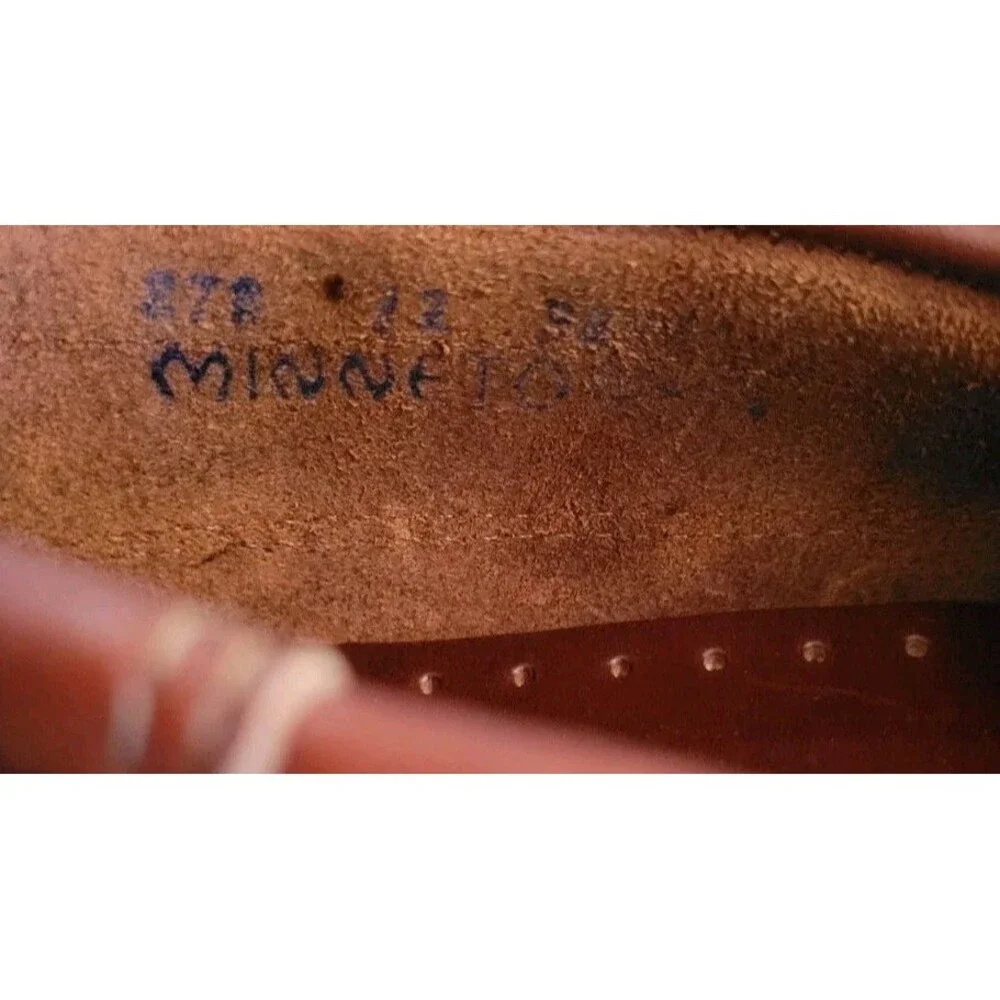 Minnetonka Moccasin Mens 12 BROWN LEATHER WITH SOLE STYLE # 878 Comfort